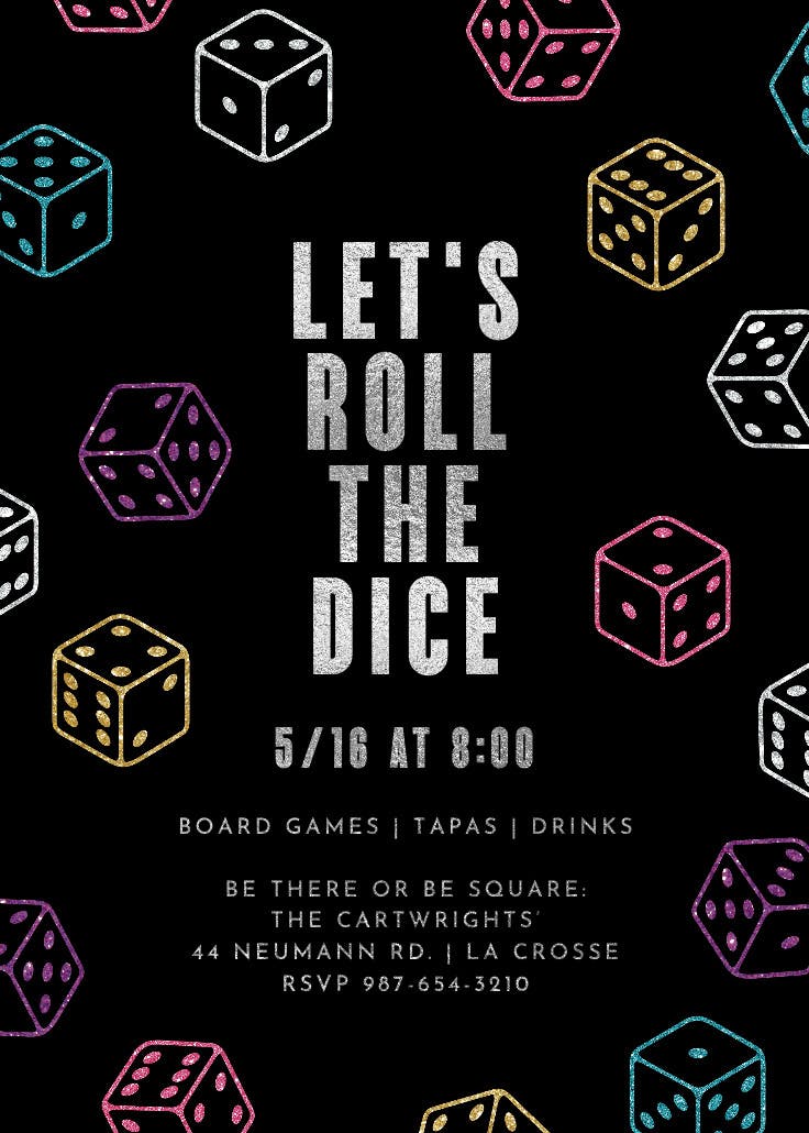 Dice & scrabble - sports & games invitation